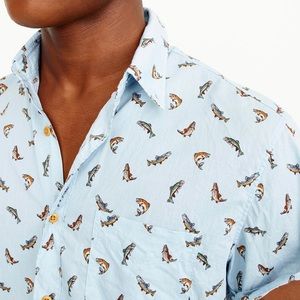 Mens J. Crew trout print button up shirt. Size XL